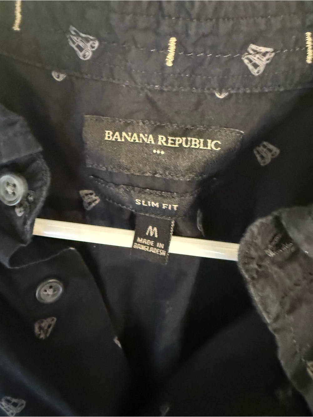 Banana Republic Men’s Navy Button-Down with Micro Print
